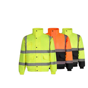 High collar autumn winter manufacturers direct hi vis coldproof waterproof reflective  mining safety jacket