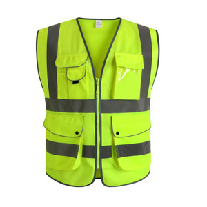 Class 2 High Visibility Zipper Front Reflective Safety Pilot Gilet Security  Vest  Gilet Security Vest