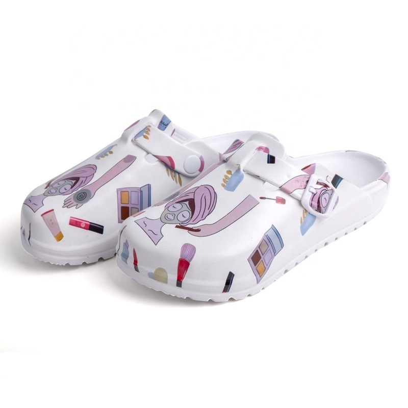 Hot Sale new fashion beautiful printing ladies nurse clog shoes cheap gardening clogs for women