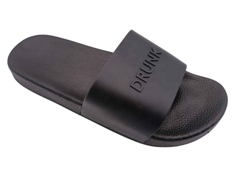 black men custom logo 3D rubber embossed slide sandals for women and ladies flip-flops slippers