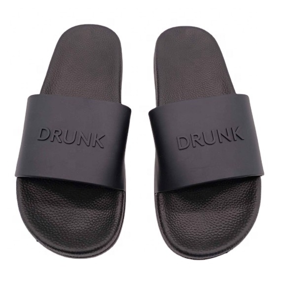 black men custom logo 3D rubber embossed slide sandals for women and ladies flip-flops slippers