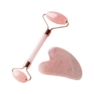 jade Roller set Wholesale Natural Rose Quartz Gua Sha Pink Jade Gua Sha Stone set