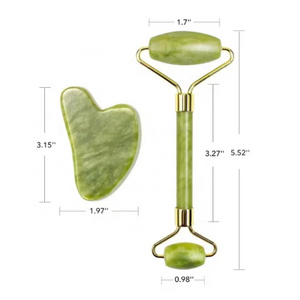 Custom Logo Quartz Gua Sha & Jade Roller Facial Tools Crystal Stone Face Roller and Guasha Set for Puffiness and Redness