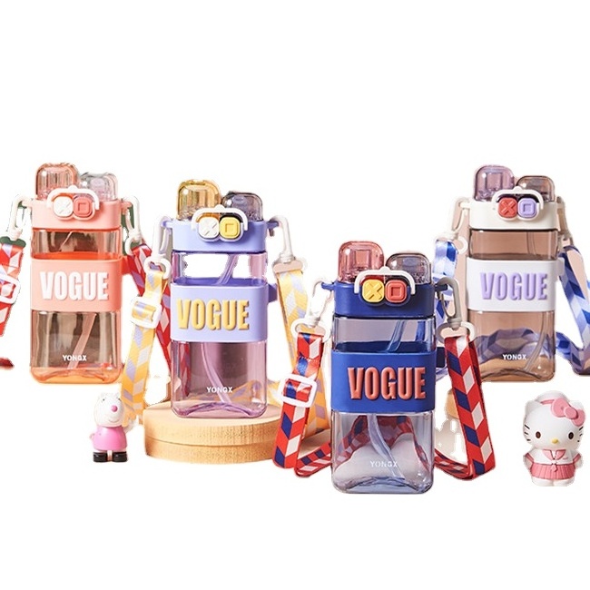 Double Chamber Kawaii Water Bottle Plastic Water Bottle Pink Wholesale Cute Cute Korean Cartoon Hiking Adults