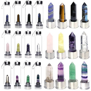 Wholesale Natural stone crystal gemstone crystal craft crystals tower point bottle glass cup for healing gift