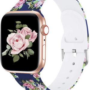 Custom solo silicone pattern printed strap for iwatch series apple watch band rubber watch straps