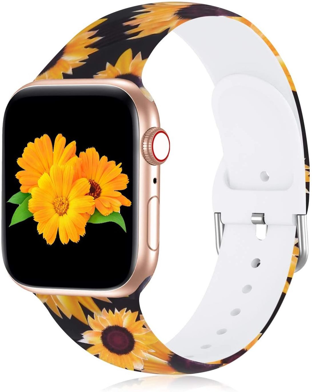 Custom solo silicone pattern printed strap for iwatch series apple watch band rubber watch straps