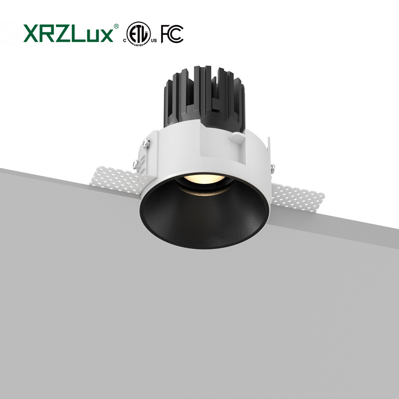 XRZLux 15W ETL Recessed Trimless Ceiling Spot Light Led COB Downlight Adjust Down Lights Design Commercial Lighting For Hotel