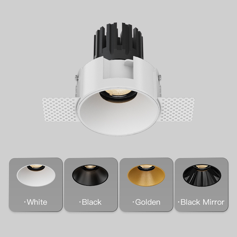 XRZLux 15W ETL Recessed Trimless Ceiling Spot Light Led COB Downlight Adjust Down Lights Design Commercial Lighting For Hotel