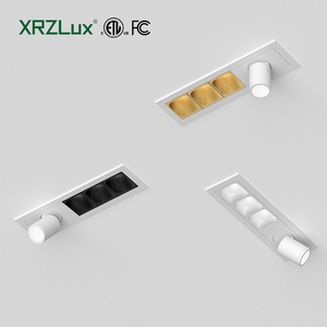 XRZLux Grille Light Spotlight Led Linear Downlight 10W 20W Multiple Head LED Lamp Recessed Adjustable Angle Ceiling Spotlight