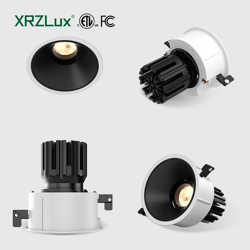 XRZLux 15W Dimmable CCT Change Led Smart Recessed Downlight Anti Glare ETL LED Ceiling Dimmable Spotlight Hotel COB Spot Light