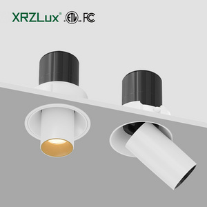 XRZLux 10W Retractable Ceiling Recessed COB Led Downlight Aluminum Anti Glare ETL Led Spotlights Adjustable Recessed Lighting