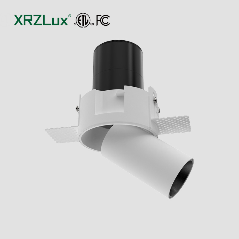 XRZLux ETL Recessed Trimless COB Downlight 10W Dimmable Adjustable Ceiling Spotlight Aluminum Anti-glare Wall Washer Lighting