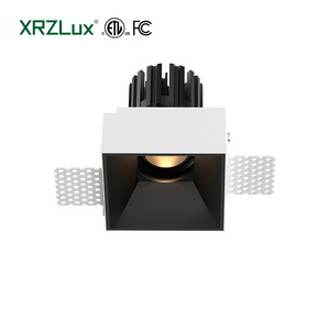 XRZLux Recessed Trimless LED COB Downlight Square Anti-glare Adjustable Wall Washer Spotlight 10W Dimmable ETL Ceiling Spotlight