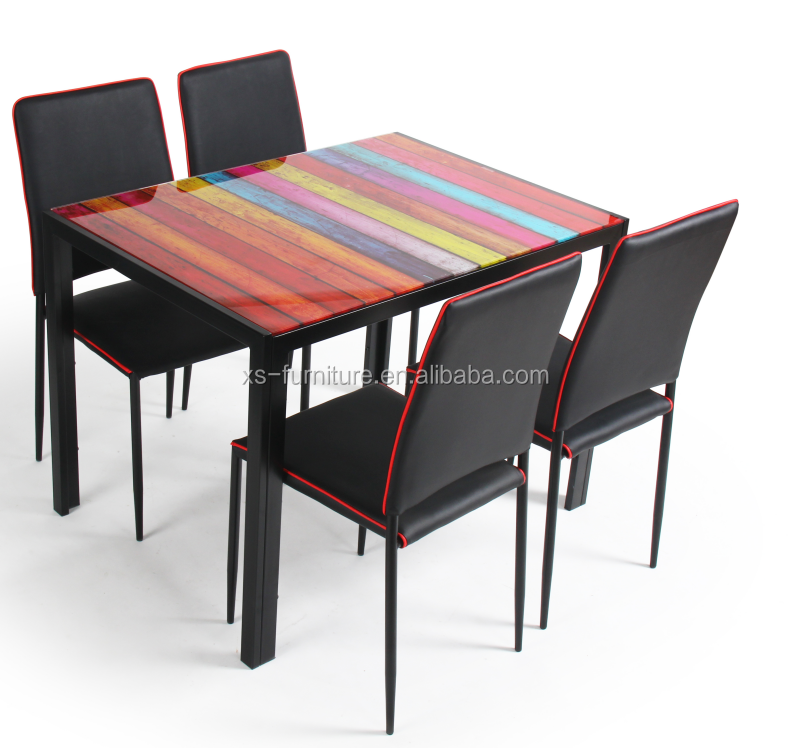 Free Sample Cheap Classic 4 Seater Modern tempered Glass Top Dining Table Set/Dining Table and Chair