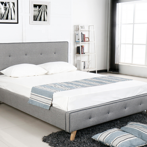 2019 European Style Bazhou Factory Supplied Cheap  Queen Size Plywood Upholstered Fabric Bed Frame