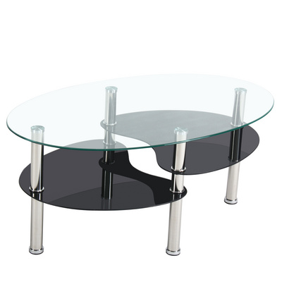 China Factory Tempered Glass Coffee Table with Stainless Steel Legs Coffee Table