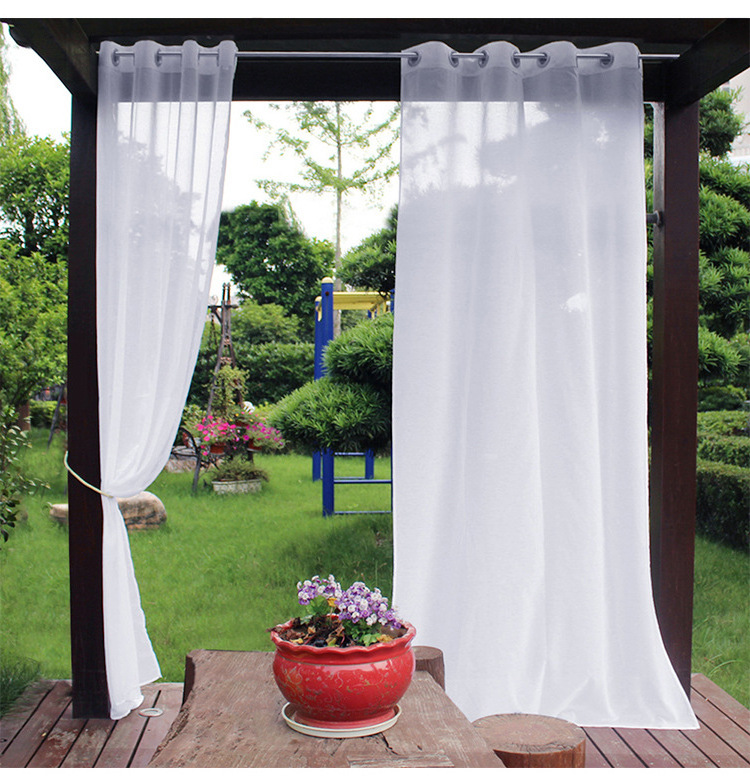 Curtain outdoor waterproof window screen modern gazebo balcony sunshade sunscreen white gauze curtain