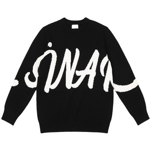 Custom LOGO OEM & ODM men sweater pullover Jacquard Letter knitwear Long Sleeve crew neck Knit winter cotton men knitted sweater