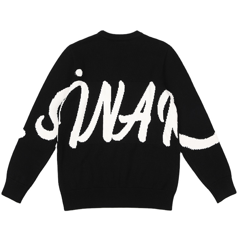 Custom LOGO OEM & ODM men sweater pullover Jacquard Letter knitwear Long Sleeve crew neck Knit winter cotton men knitted sweater