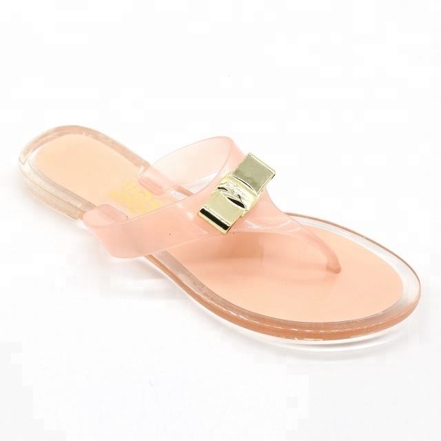 PVC Bow Plastic Jelly Sandals Summer Fashion Flat Beach Shoes Ladies Flip Flops Jelly Shoes For Women