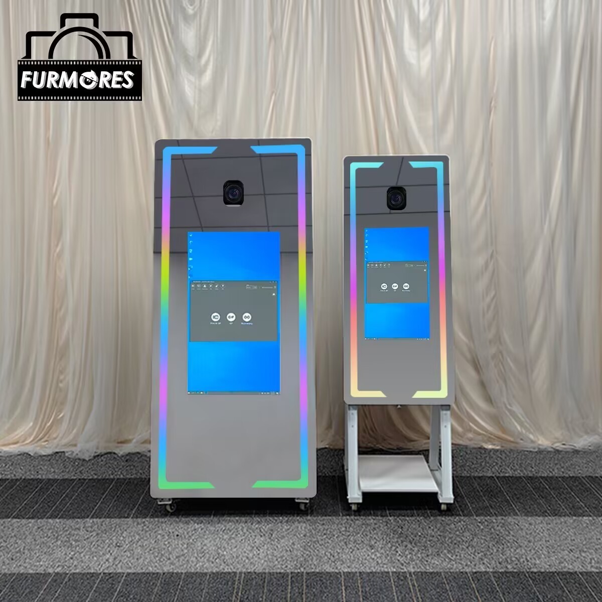 wedding events photobooth portable selfie magic mirror photo booth touch screen machine led frame kiosk with camera and printer