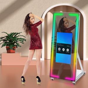 45'' mirror photo booth with camera and printer portable selfie magic mirror photo booth touch screen machine led frame kiosk