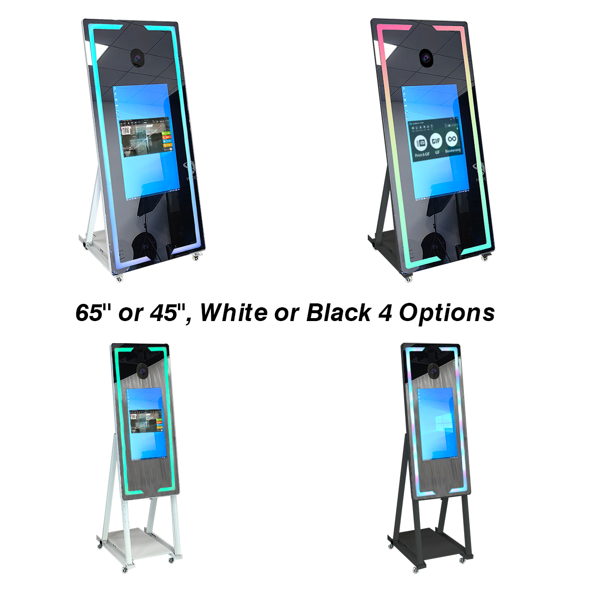 45'' mirror photo booth with camera and printer portable selfie magic mirror photo booth touch screen machine led frame kiosk