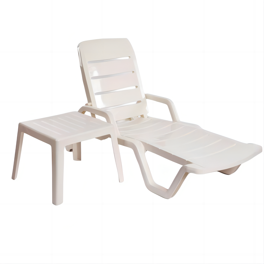 Outdoor furniture white plastic pool lounge chairs