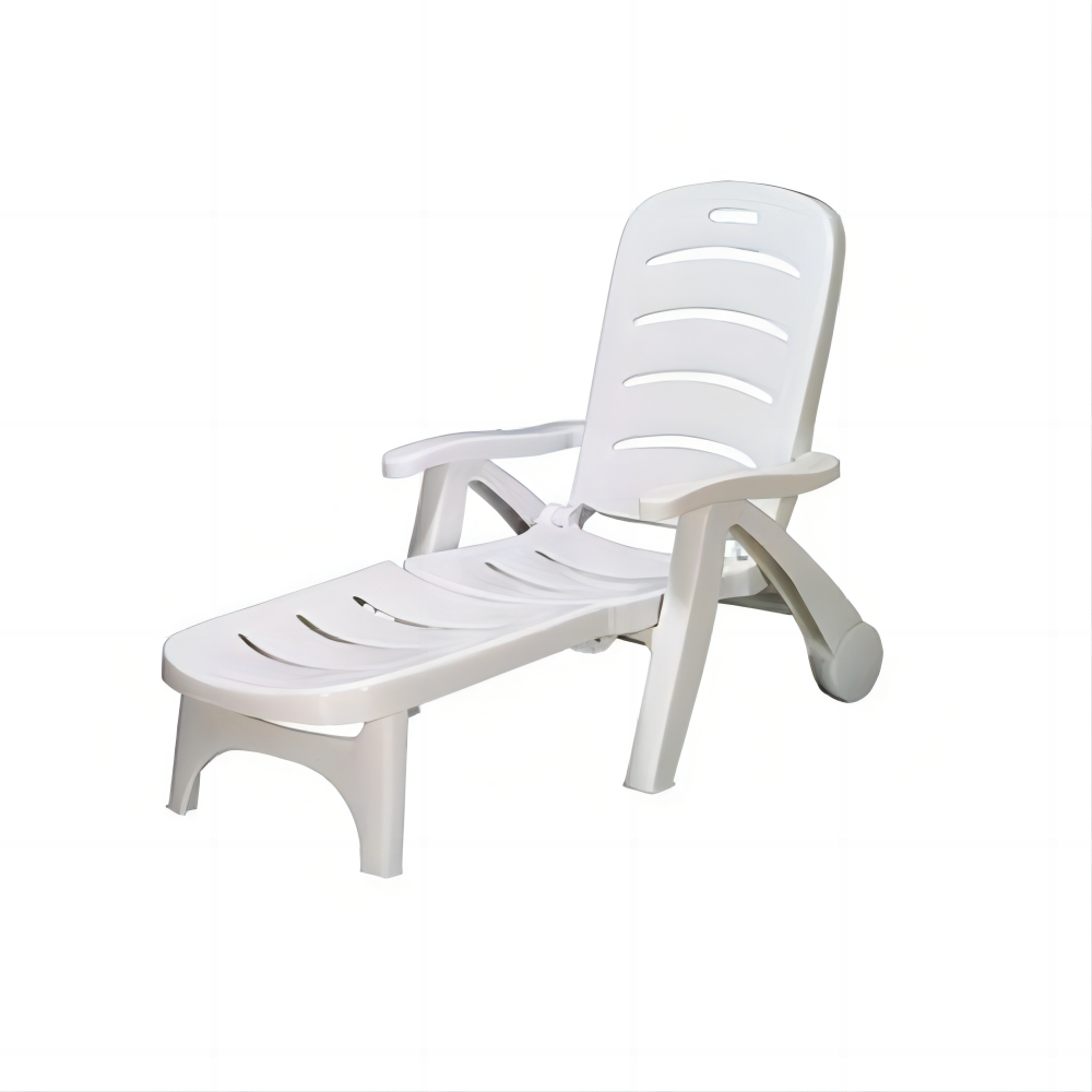 Outdoor furniture white plastic pool lounge chairs