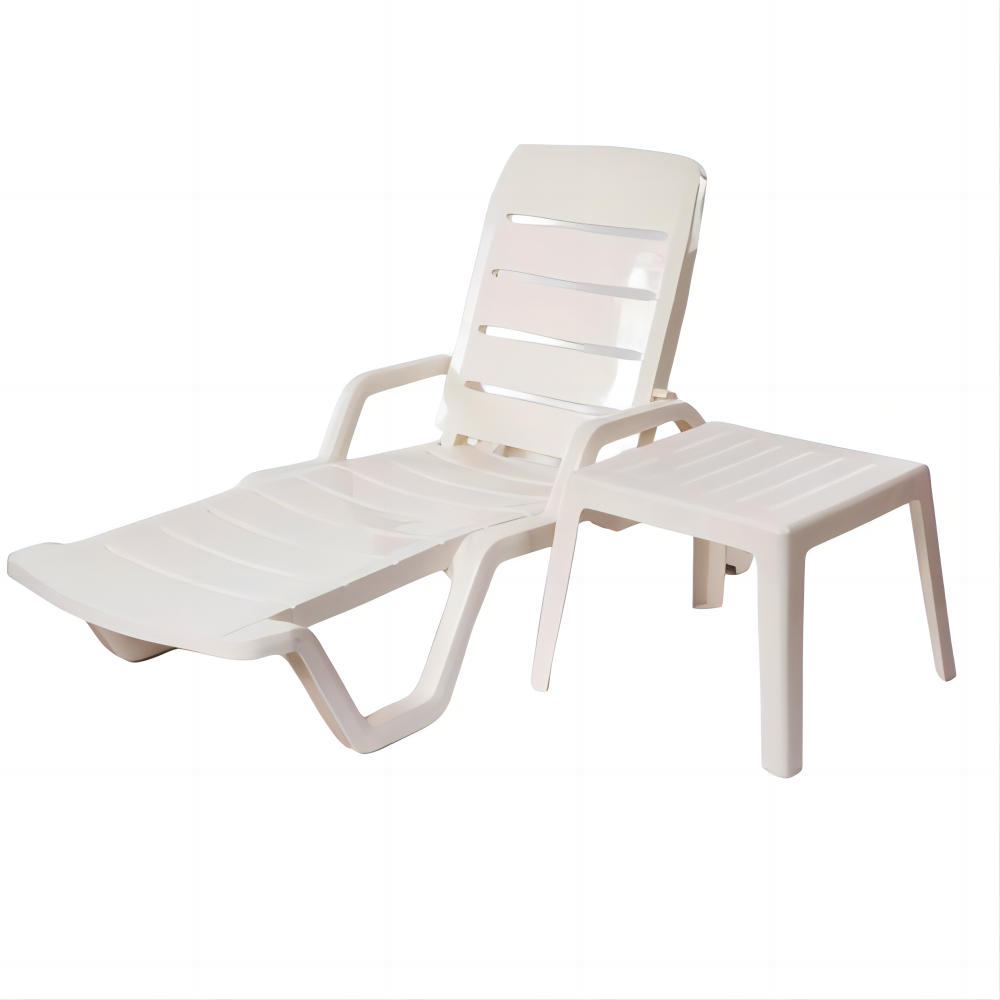 Outdoor furniture white plastic pool lounge chairs