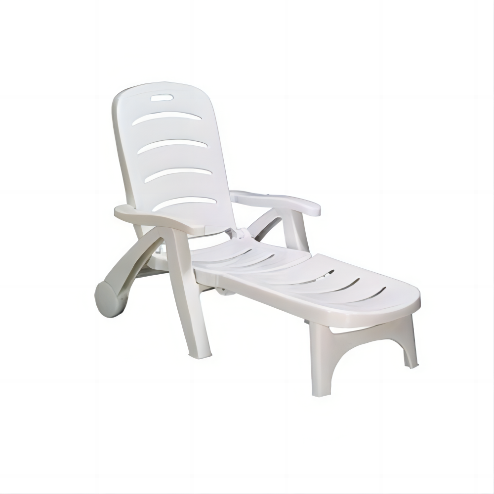 Outdoor furniture white plastic pool lounge chairs