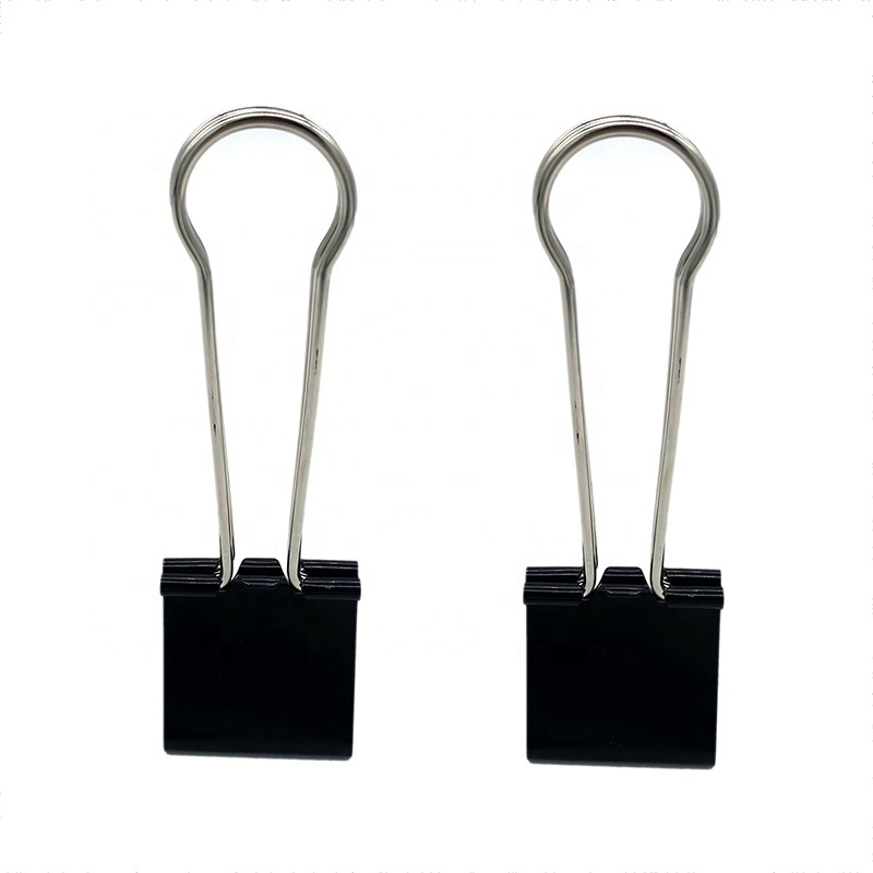 Hot Sale 60mm Huge Bulldog Clip Black Custom Stainless Steel Flat Metal Binder Clip  Paper Clips For Office Home