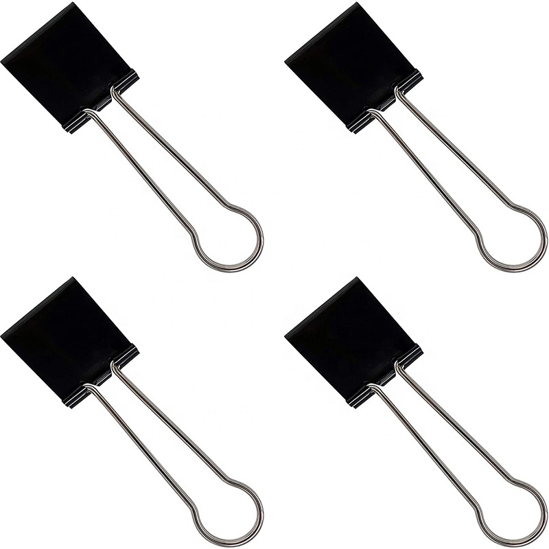 Hot Sale 60mm Huge Bulldog Clip Black Custom Stainless Steel Flat Metal Binder Clip  Paper Clips For Office Home