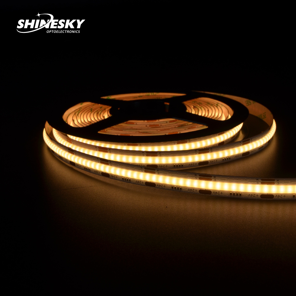 shinesky Warm White/Natural White/Cool White cob led light dc12V 24V  IP20/IP65/IP67/IP68 8/10mm 480leds flexible led cob strip