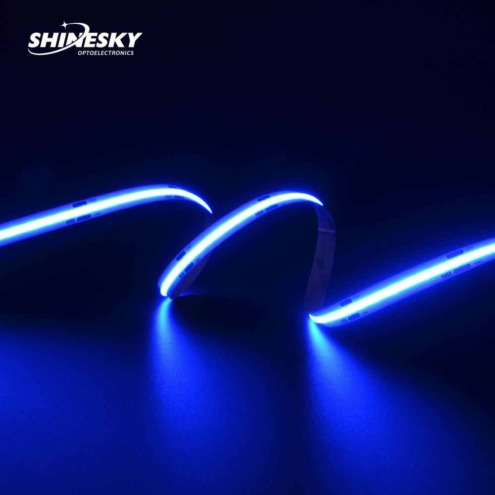 shinesky hot selling single color red/green/blue/pink cob led light dc12V 24V IP20 8mm/10mm 480leds flexible led cob strip