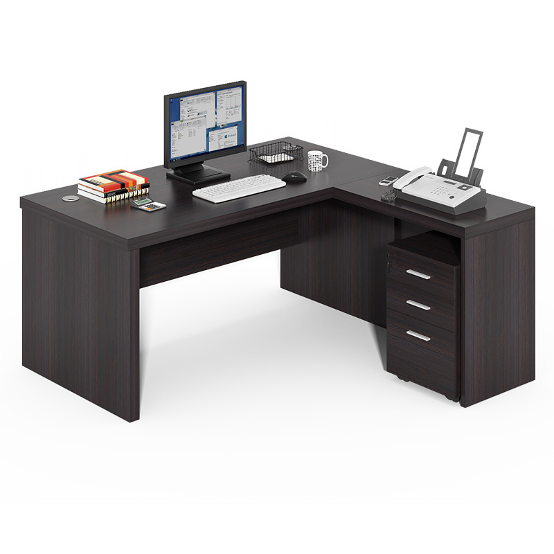 Chinese factory customized high-end wooden office furniture, modern ergonomic L-shaped design luxury executive desk