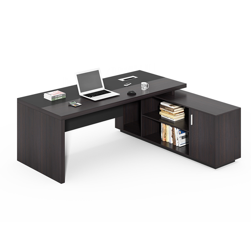 Chinese factory customized high-end wooden office furniture, modern ergonomic L-shaped design luxury executive desk