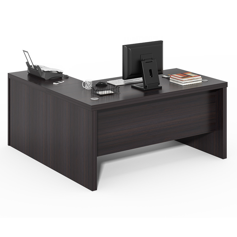 Chinese factory customized high-end wooden office furniture, modern ergonomic L-shaped design luxury executive desk