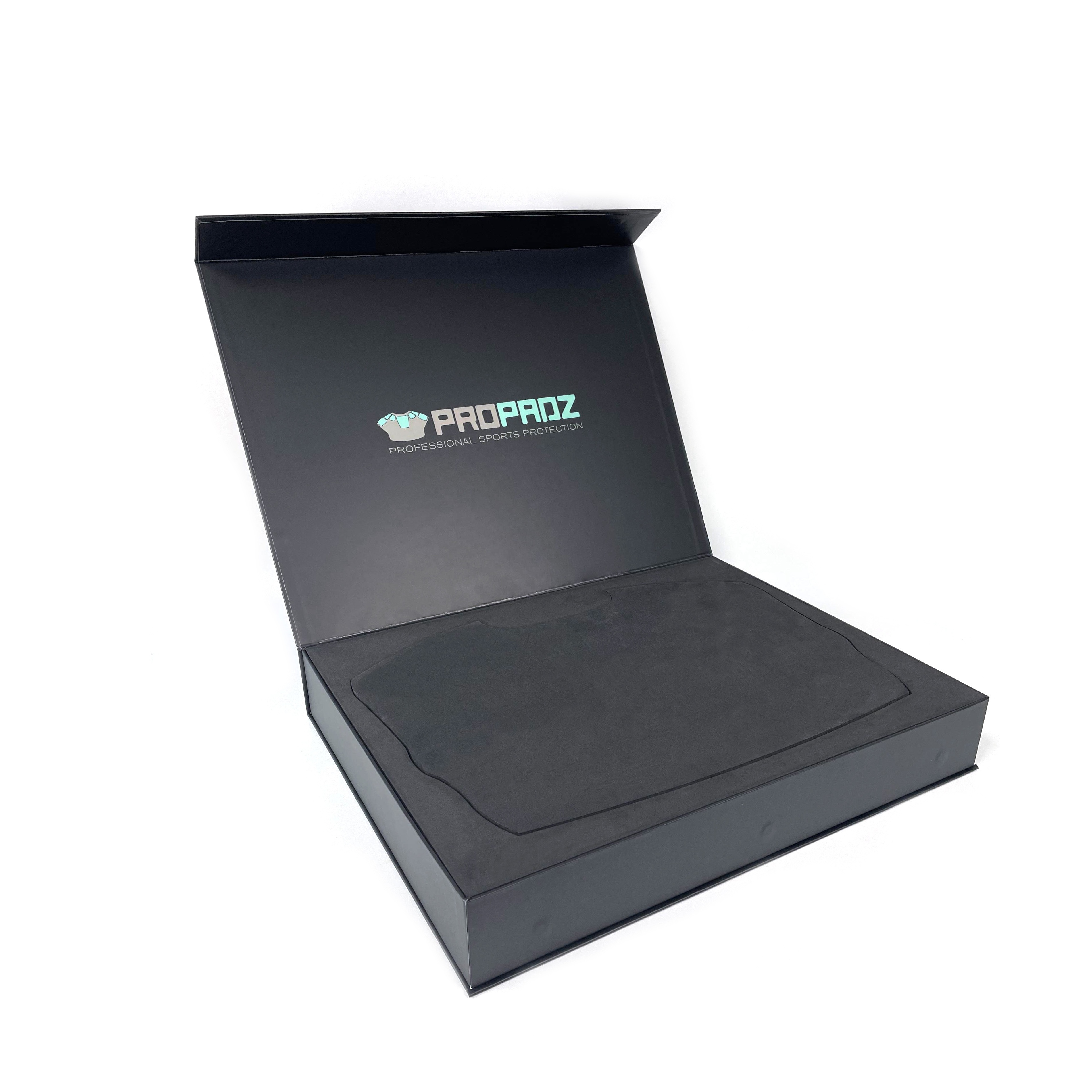 Custom black rigid paper cardboard box with customized logo and die cut EVA insert