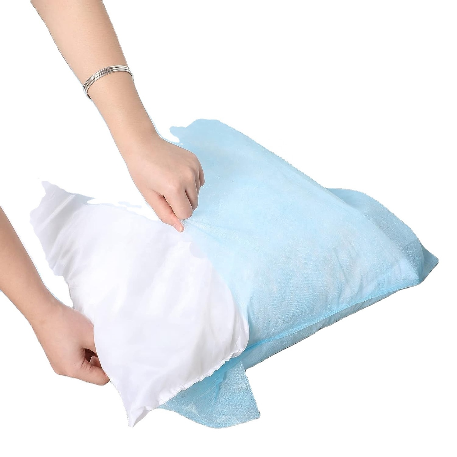 cheap White Disposable Pillow Case Inner Bag Disposable Airplane Non-woven Pillow Case Covers For Hotel And Beauty