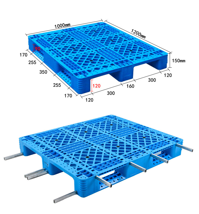 Heavy Duty Plastic Flat Nine Feet Hdpe Blue Pallet Warehouse Industry Storage Logistics Steel Pallet For Sale