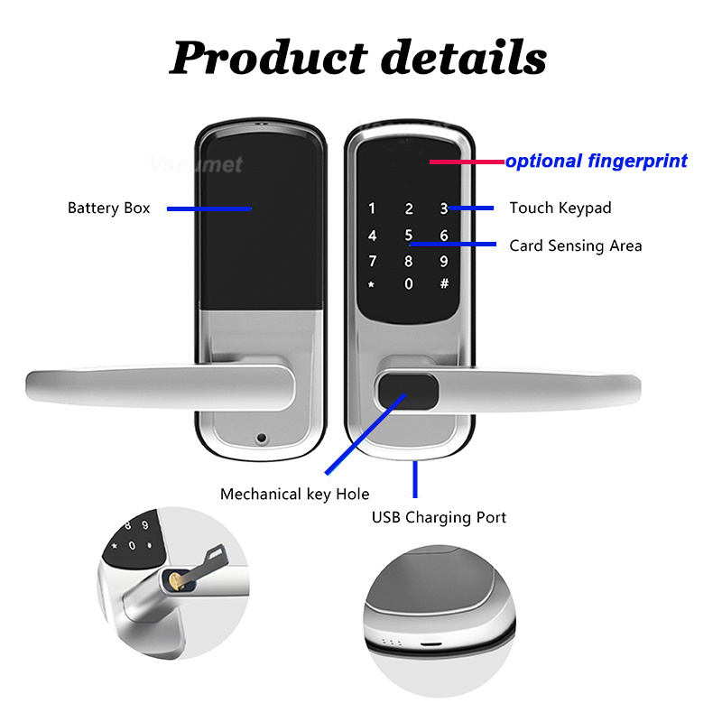 TTLOCK Smart Lever Lock For Swing Wood Door Hotel Apartment Keyless Entry Proximity Card Lock Fingerprint Smart Handle Lock