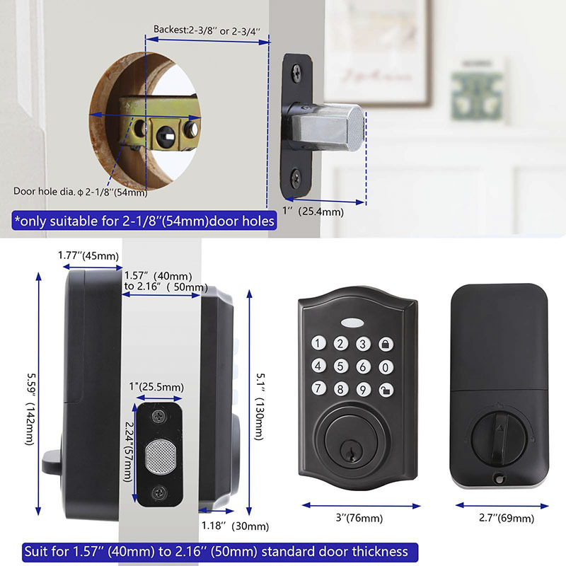 US Profile Smart Electronic Deadbolt Lock con Keys Password Digital Keypad Keyless Entry Front Door Lock