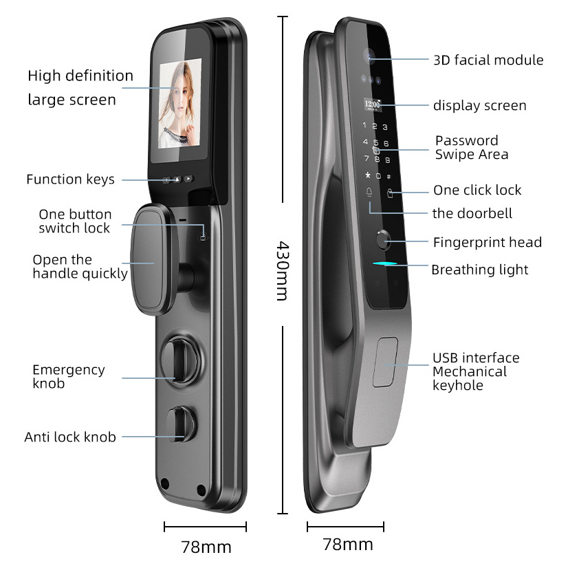 3D Face Camera Smart Lock Fingerprint Electronic Lock Cerradura Tuya Smart Life APP Control Smart Door Locks