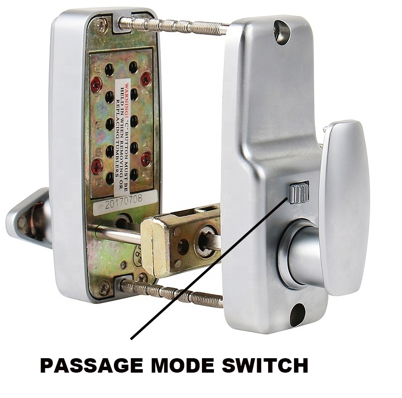 Mini Mechanical Push Button Mortise Lock Password Unlock Passage Mode Waterproof Keyless Door Entry Lock