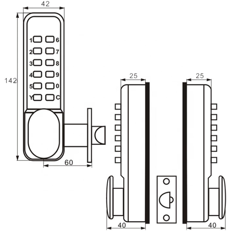 Double Side Keypad Mechanical Keyless Entry Door Lock Outdoor Gate Waterproof Combination Padlock Fechadura Digital Lock