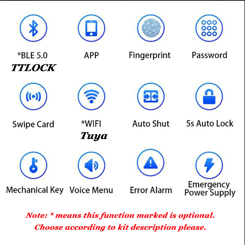 TUYA Smart Wifi Lock Or TTLOCK Security Door Lock with Keys Password keypad Intelligent Electronic Fingerprint Deadbolt Lock