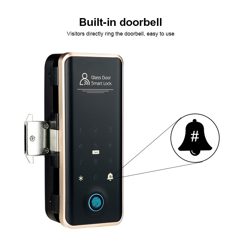 TTLOCK Smart Fingerprint Lock For Sliding Glass Door Drill Free Hook Latch Lock Automatic Intelligent Digital Lock