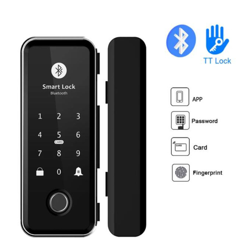 Office Building Sliding Glass Lock TTLOCK APP Blue-tooth Frameless Glass Swing Door Intelligent Fingerprint Lock